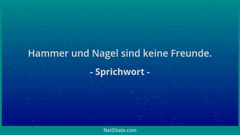 Sprichwort - Hammer und Nagel sind keine Freunde....