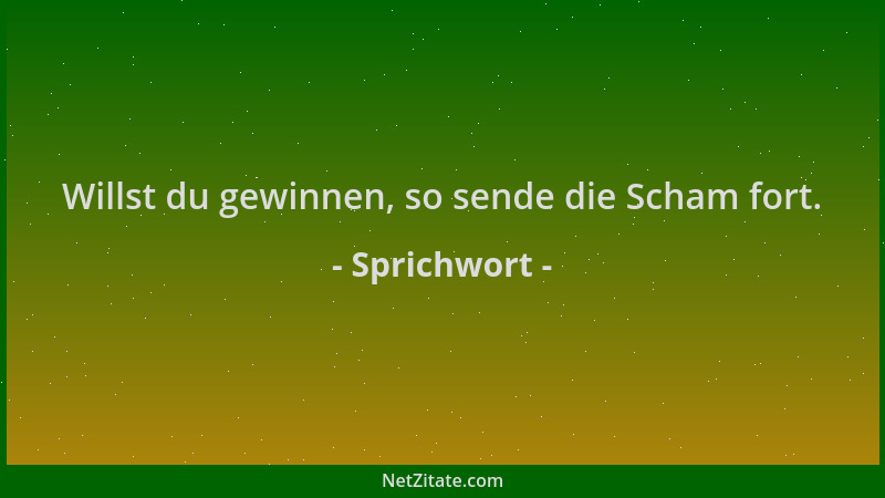 Sprichwort - Willst du gewinnen, so sende die Scham fort....