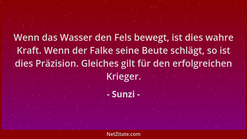 Sunzi - Wenn das Wasser den Fels bewegt, ist dies wahre Kraft. Wenn der Falke seine Beute schlägt, so ist dies Präzision. G...