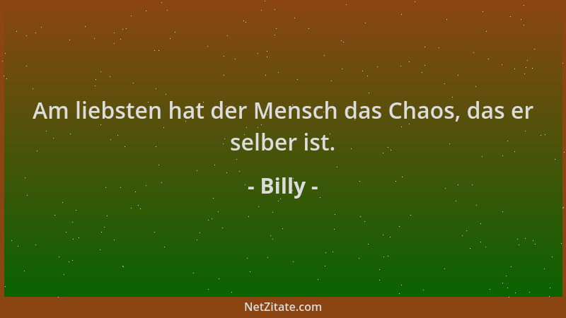 Billy - Am liebsten hat der Mensch das Chaos, das er selber ist....