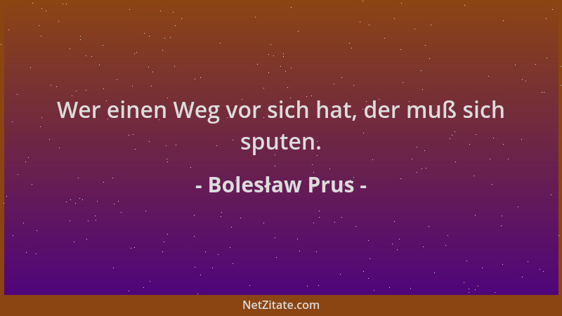 Bolesław Prus - Wer einen Weg vor sich hat, der muß sich sputen....