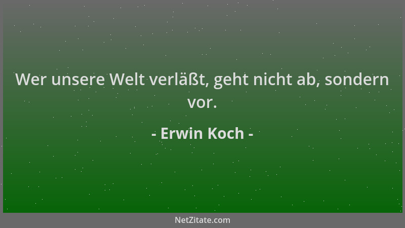 Erwin Koch - Wer unsere Welt verläßt, geht nicht ab, sondern vor....