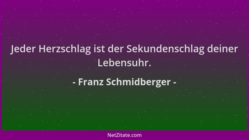 Franz Schmidberger - Jeder Herzschlag ist der Sekundenschlag deiner Lebensuhr....