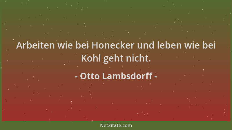 Otto Lambsdorff - Arbeiten wie bei Honecker und leben wie bei Kohl geht nicht....