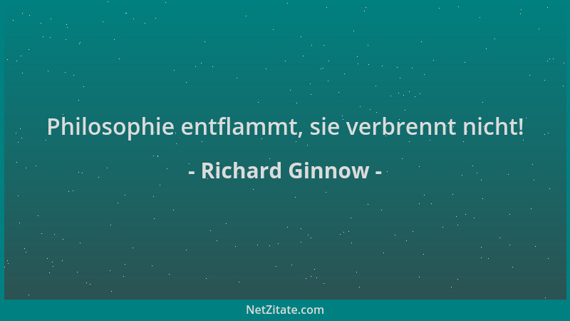 Richard Ginnow - Philosophie entflammt, sie verbrennt nicht!...