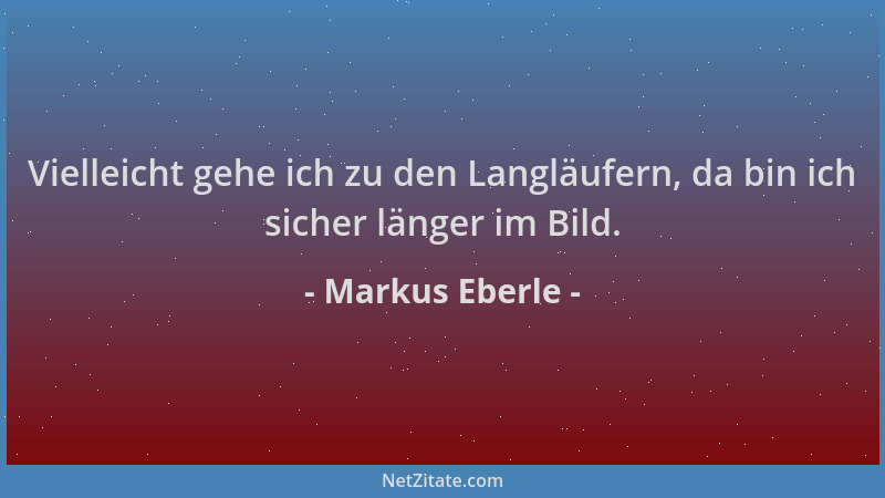 Markus Eberle - Vielleicht gehe ich zu den Langläufern, da bin ich sicher länger im Bild....