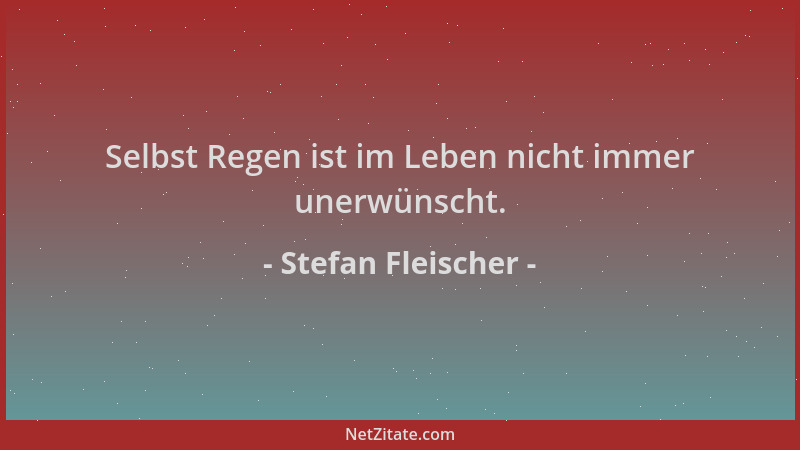 Stefan Fleischer - Selbst Regen ist im Leben nicht immer unerwünscht....
