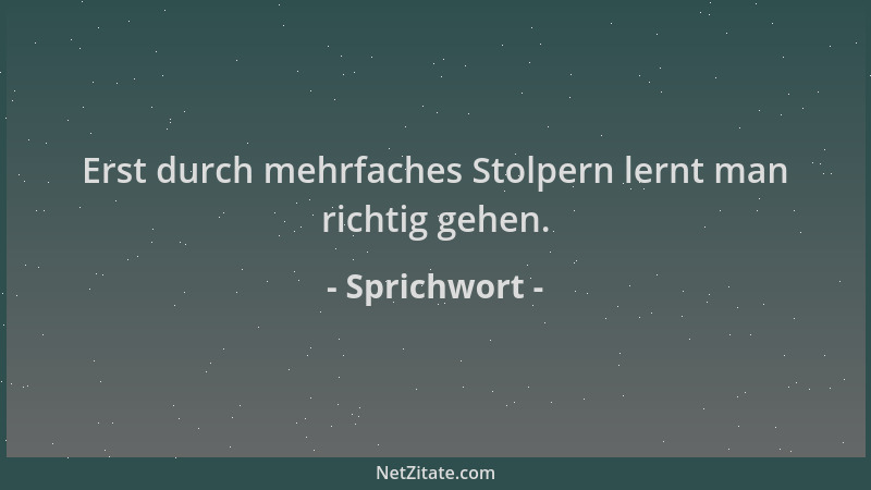Sprichwort - Erst durch mehrfaches Stolpern lernt man richtig gehen....