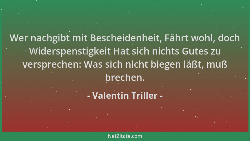 Valentin Triller - Wer nachgibt mit Bescheidenheit, Fährt wohl, doch Widerspenstigkeit Hat sich nichts Gutes zu versprechen...