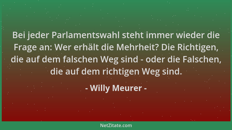 Willy Meurer - Bei jeder Parlamentswahl steht immer wieder die Frage an: Wer erhält die Mehrheit? Die Richtigen, die auf de...