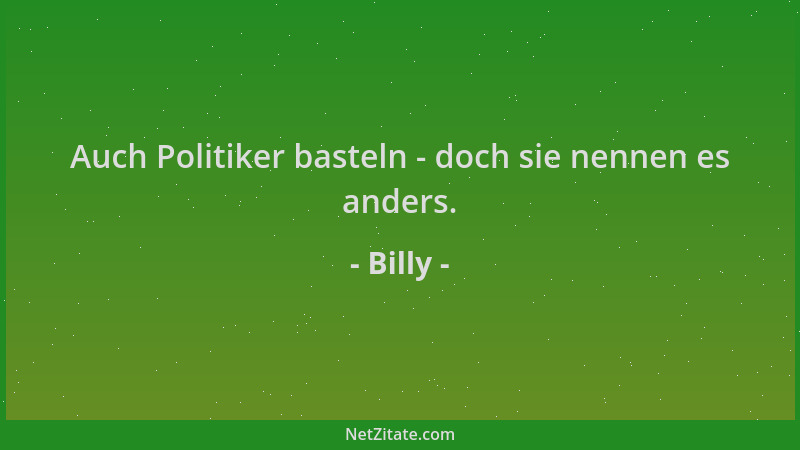Billy - Auch Politiker basteln - doch sie nennen es anders....