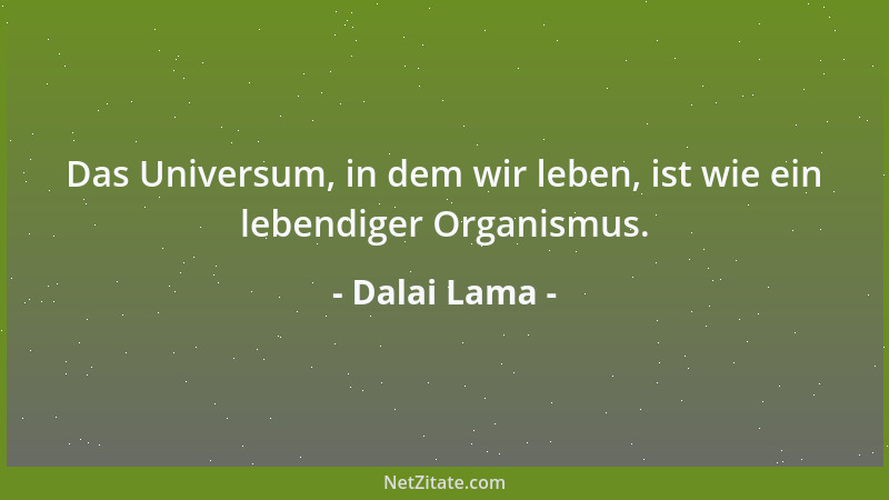 Dalai Lama - Das Universum, in dem wir leben, ist wie ein lebendiger Organismus....
