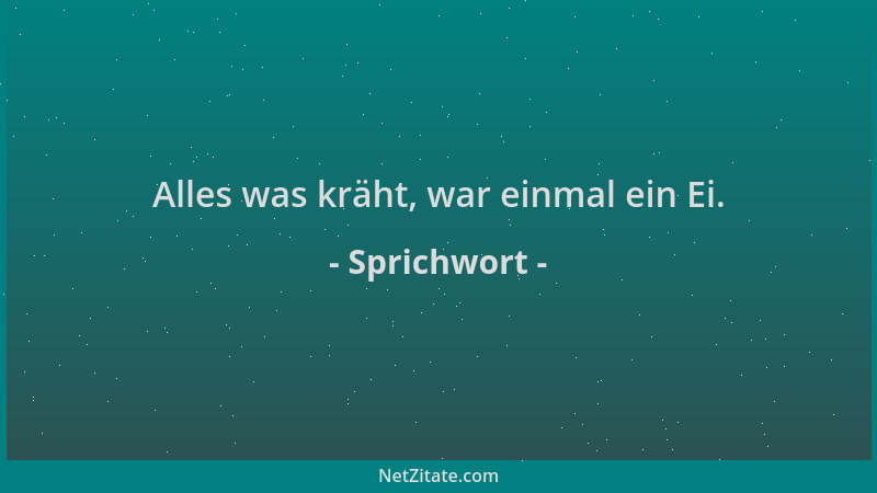 Sprichwort - Alles was kräht, war einmal ein Ei....