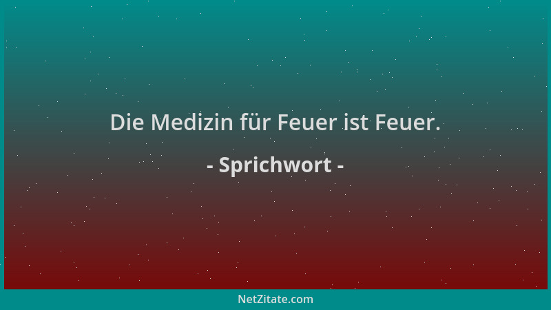 Sprichwort - Die Medizin für Feuer ist Feuer....