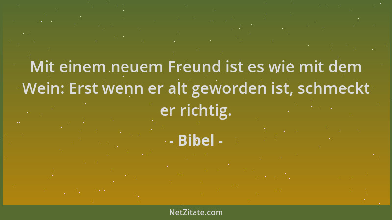 Bibel - Mit einem neuem Freund ist es wie mit dem Wein: Erst wenn er alt geworden ist, schmeckt er richtig....