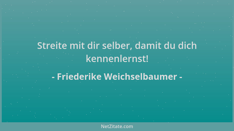 Friederike Weichselbaumer - Streite mit dir selber, damit du dich kennenlernst!...