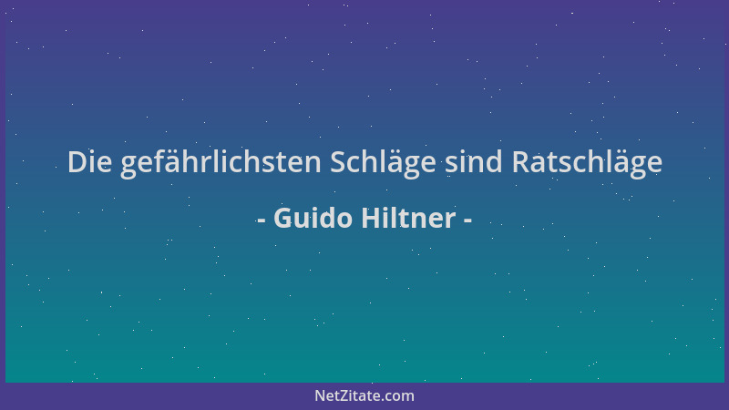 Guido Hiltner - Die gefährlichsten Schläge sind Ratschläge...