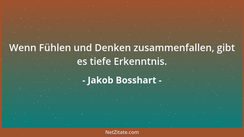 Jakob Bosshart - Wenn Fühlen und Denken zusammenfallen, gibt es tiefe Erkenntnis....