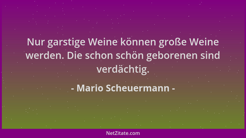 Mario Scheuermann - Nur garstige Weine können große Weine werden. Die schon schön geborenen sind verdächtig....
