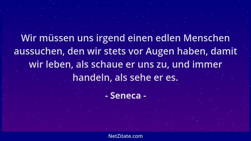 Seneca - Wir müssen uns irgend einen edlen Menschen aussuchen, den wir stets vor Augen haben, damit wir leben, als schaue e...