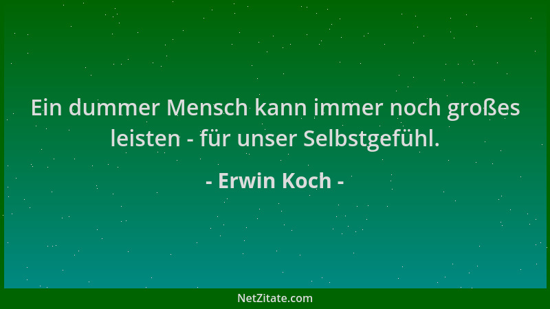 Erwin Koch - Ein dummer Mensch kann immer noch großes leisten - für unser Selbstgefühl....