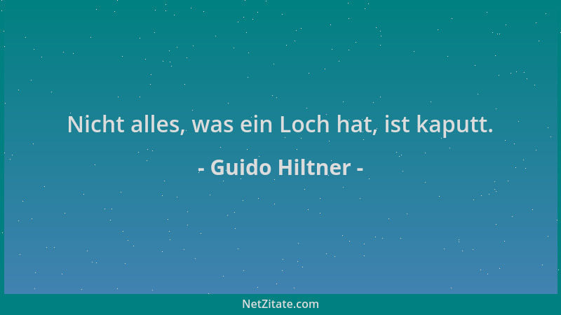 Guido Hiltner - Nicht alles, was ein Loch hat, ist kaputt....