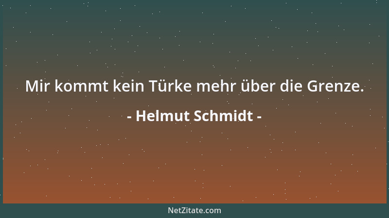 Helmut Schmidt - Mir kommt kein Türke mehr über die Grenze....