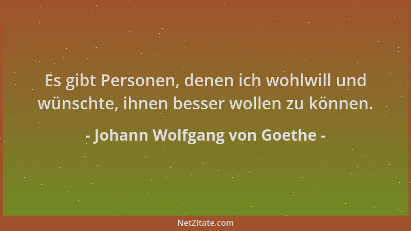 Johann Wolfgang von Goethe - Es gibt Personen, denen ich wohlwill und wünschte, ihnen besser wollen zu können....
