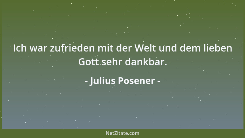 Julius Posener - Ich war zufrieden mit der Welt und dem lieben Gott sehr dankbar....