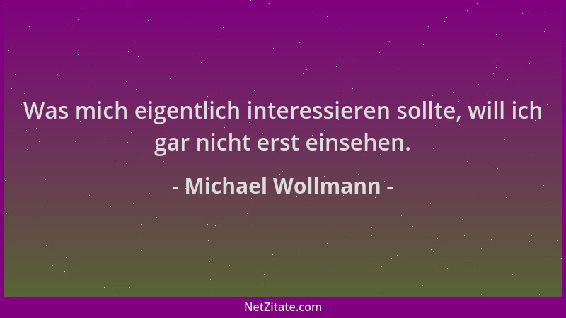 Michael Wollmann - Was mich eigentlich interessieren sollte, will ich gar nicht erst einsehen....