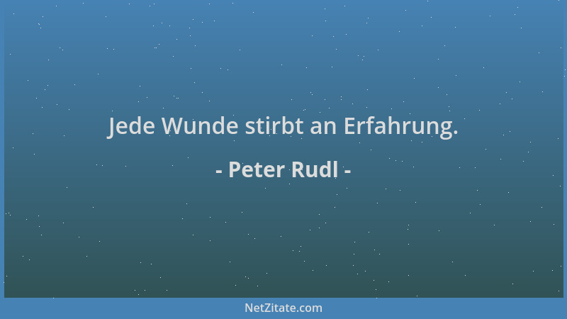 Peter Rudl - Jede Wunde stirbt an Erfahrung....