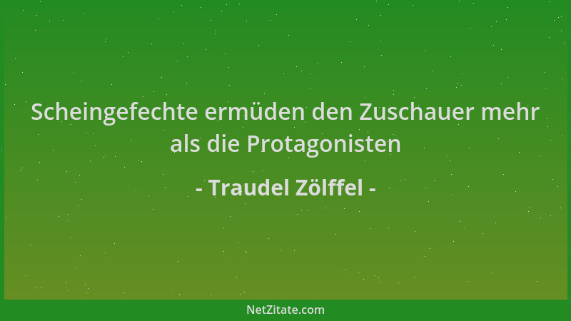 Traudel Zölffel - Scheingefechte ermüden den Zuschauer mehr als die Protagonisten...