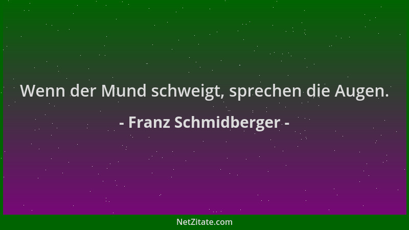 Franz Schmidberger - Wenn der Mund schweigt, sprechen die Augen....
