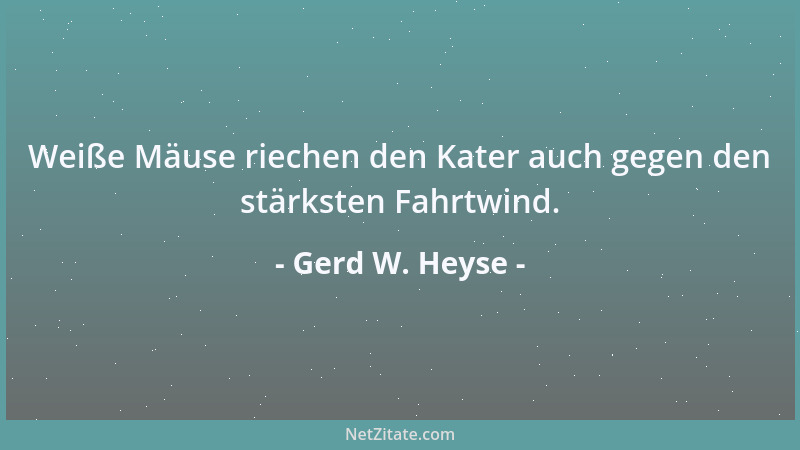 Gerd W. Heyse - Weiße Mäuse riechen den Kater auch gegen den stärksten Fahrtwind....