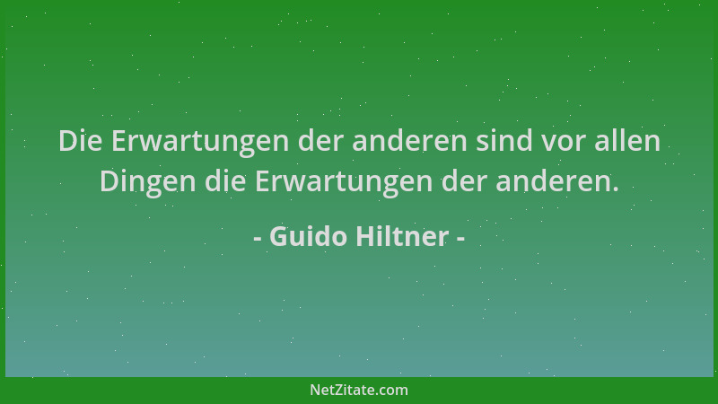 Guido Hiltner - Die Erwartungen der anderen sind vor allen Dingen die Erwartungen der anderen....