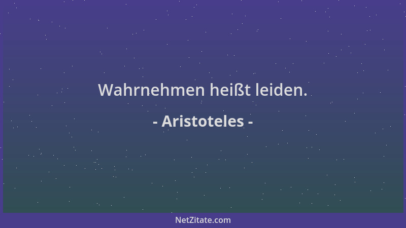 Aristoteles - Wahrnehmen heißt leiden....