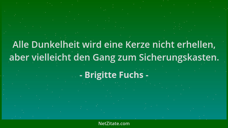 Brigitte Fuchs - Alle Dunkelheit wird eine Kerze nicht erhellen, aber vielleicht den Gang zum Sicherungskasten....