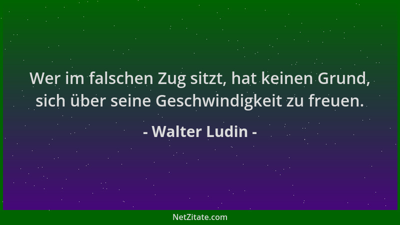 Walter Ludin - Wer im falschen Zug sitzt, hat keinen Grund, sich über seine Geschwindigkeit zu freuen....