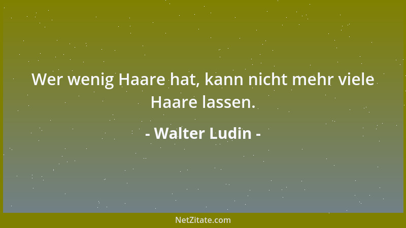 Walter Ludin - Wer wenig Haare hat, kann nicht mehr viele Haare lassen....
