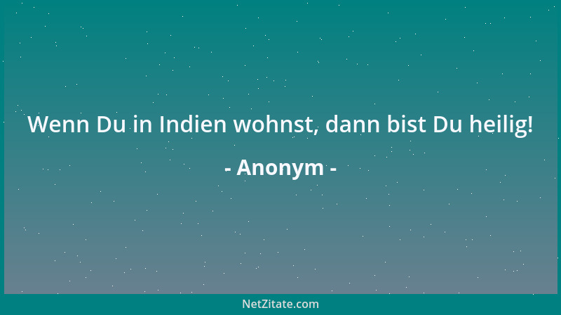Anonym - Wenn Du in Indien wohnst, dann bist Du heilig!...