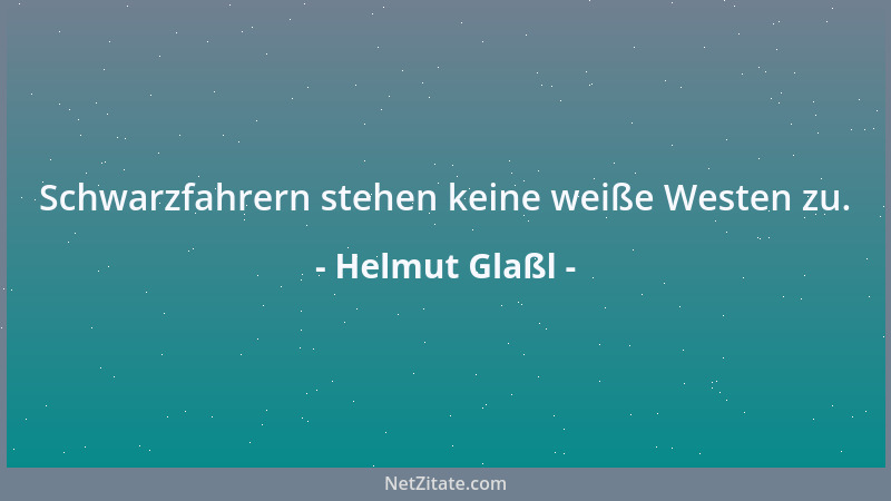 Helmut Glaßl - Schwarzfahrern stehen keine weiße Westen zu....