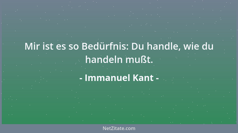 Immanuel Kant - Mir ist es so Bedürfnis: Du handle, wie du handeln mußt....