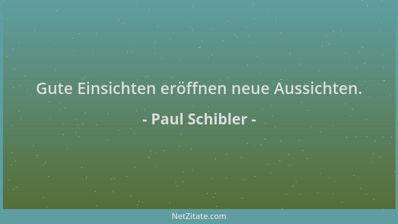 Paul Schibler - Gute Einsichten eröffnen neue Aussichten....