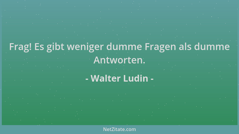 Walter Ludin - Frag! Es gibt weniger dumme Fragen als dumme Antworten....