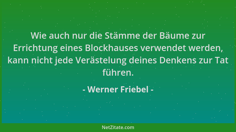 Werner Friebel - Wie auch nur die Stämme der Bäume zur Errichtung eines Blockhauses verwendet werden, kann nicht jede Veräs...