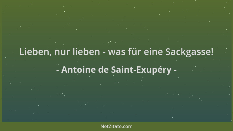 Antoine de Saint-Exupéry - Lieben, nur lieben - was für eine Sackgasse!...