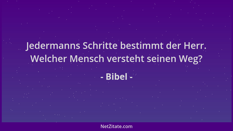 Bibel - Jedermanns Schritte bestimmt der Herr. Welcher Mensch versteht seinen Weg?...