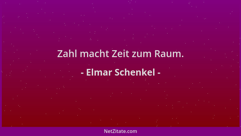 Elmar Schenkel - Zahl macht Zeit zum Raum....