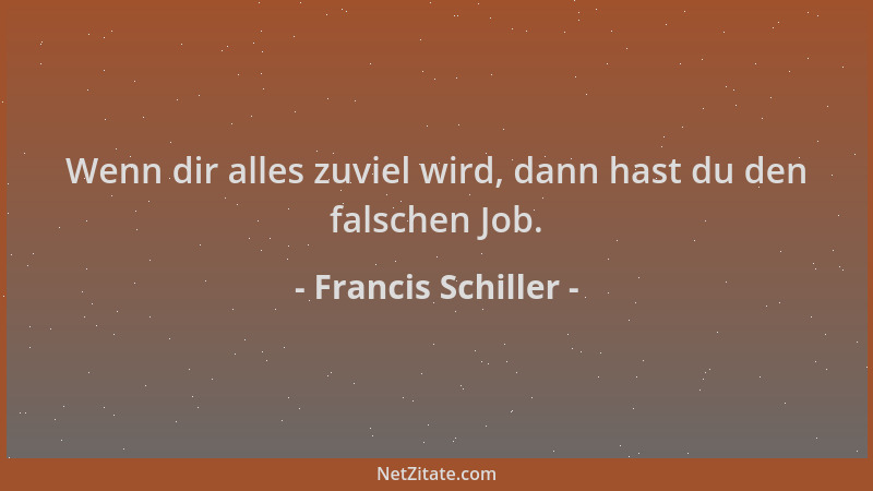 Francis Schiller - Wenn dir alles zuviel wird, dann hast du den falschen Job....