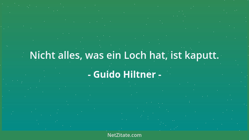 Guido Hiltner - Nicht alles, was ein Loch hat, ist kaputt....